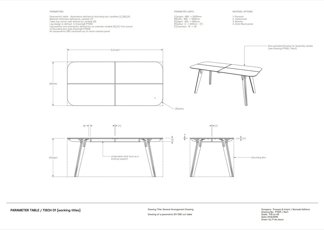 Tisch 01 - Technical Drawings